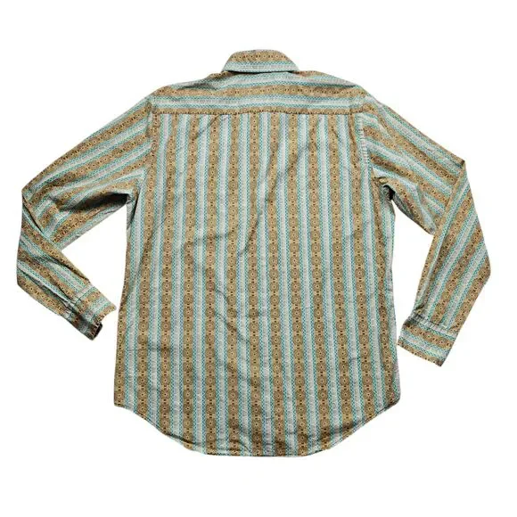 Vintage Lucky Brand Dungarees Shirt Mens Medium Stripe Long Sleeve Western 70s - Picture 8 of 12